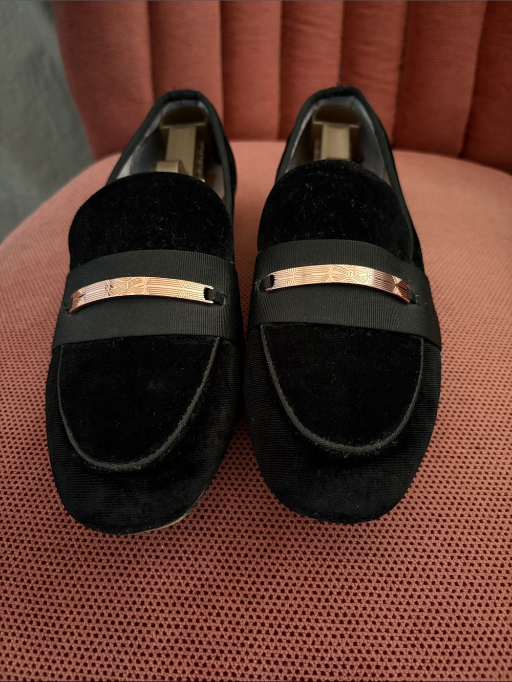 Ted Baker velvet loafers EU 37.5 in Black & Rose Gold